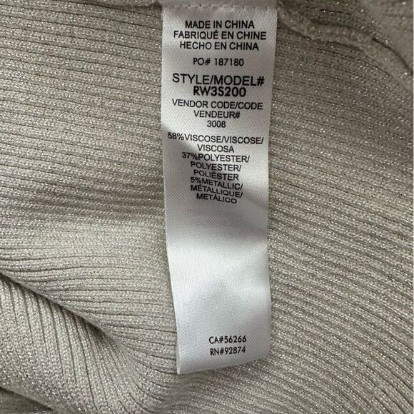 Splendid Peyton Lurex Sparkle Knit Keyhole Ribbed Sweater White Sand Medium - Picture 5 of 6